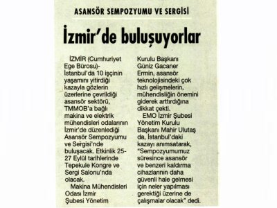 ASANSÖR SEMPOZYUMU VE SERGİSİ - 20.09.2014 -CUMHURİYET EGE