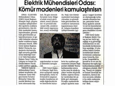 ELEKTRİK MÜHENDİSLERİ ODASI : KÖMÜR MADENLERİ KAMULAŞTIRILSIN -03.11.2014 -SONSÖZ