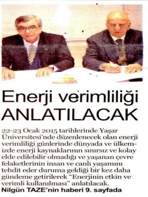 ENERJİ VERİMLİLİĞİ ANLATILACAK -14.01.2015 - EGE`DE BUGÜN