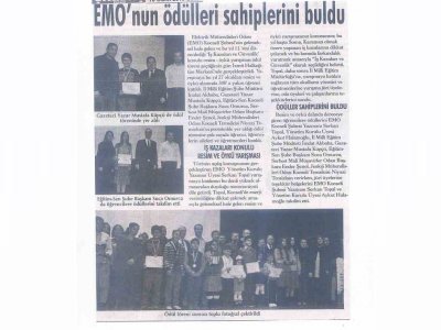 EMO`NUN ÖDÜLLERİ SAHİPLERİNİ BULDU-ÇAĞDAŞ KOCAELİ