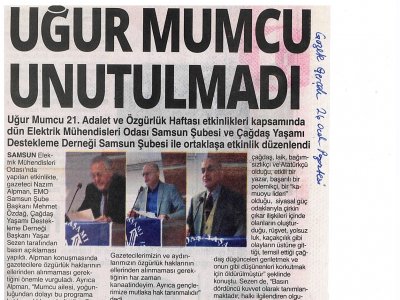 UĞUR MUMCU UNUTULMADI(GAZETE GERÇEK - 26.01.2015)