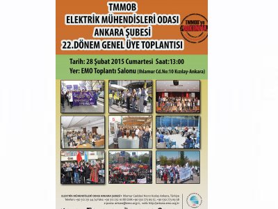 EMO ANKARA ŞUBESİ 22. DÖNEM GENEL ÜYE TOPLANTISI DÜZENLENECEK