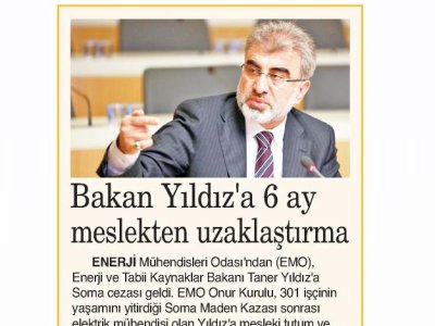 BAKAN YILDIZ`A 6 AY MESLEKTEN UZAKLAŞTIRMA (9 EYLÜL İZMİR, 3.3.2015)