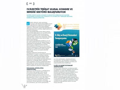 IV. ELEKTRİK TESİSAT ULUSAL KONGRE VE SERGİSİ - 01.03.2015 - KAYNAK ELEKTRİK DERGİSİ