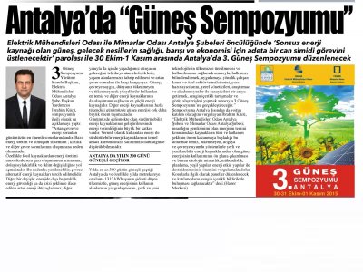 ANTALYA DA `GÜNEŞ SEMPOZYUMU (AKDENİZ GERÇEK-07.04.2015)