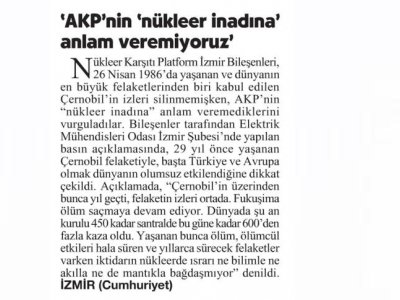 AKP`NİN NÜKLEER İNADINA ANLAM VEREMİYORUZ - 21.04.2015 - CUMHURİYET