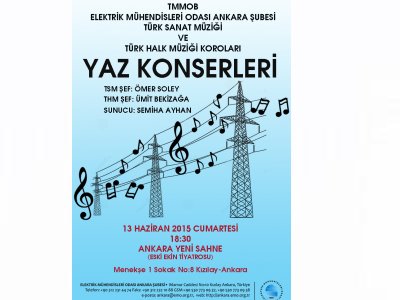 EMO ANKARA ŞUBESİ TSM VE THM KOROLARI YAZ KONSERİ DÜZENLENECEK