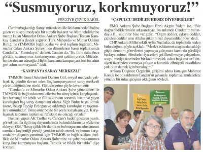 `SUSMUYORUZ, KORKMUYORUZ! (BAŞKENT GAZETESİ, 30.6.2015)