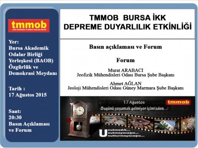TMMOB DEPREME DUYARLILIK BASIN AÇIKLAMASI VE FORUM DÜZENLENDİ