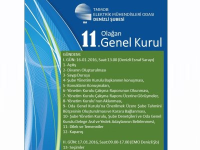 ŞUBEMİZ 11. OLAĞAN GENEL KURUL TAKVİMİ BELİRLENDİ