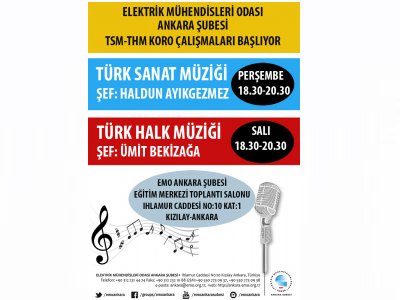 TÜRK HALK MÜZİĞİ VE TÜRK SANAT MÜZİĞİ KOROLARI ÇALIŞMALARINA BAŞLIYOR