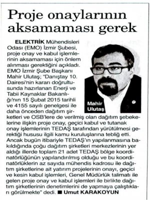 PROJE ONAYLARININ AKSAMAMASI GEREK (9 EYLÜL)