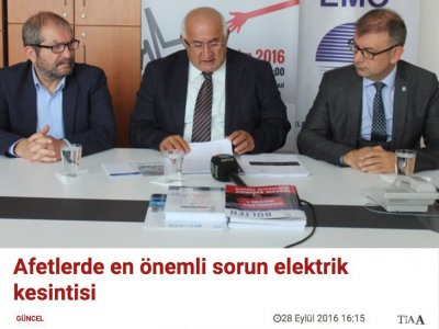 AFETLERDE EN ÖNEMLİ SORUN ELEKTRİK KESİNTİSİ - 28 EYLÜL 2016 EVRENSEL