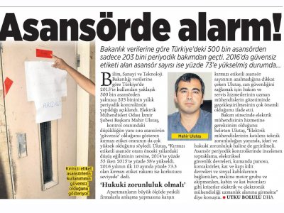 ASANSÖRDE ALARM! (MİLLİYET)