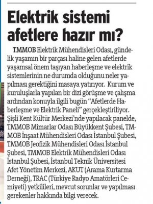 ELEKTRİK SİSTEMİ AFETLERE HAZIR MI? - 1 EKİM 2016 SÖZCÜ GAZETESİ