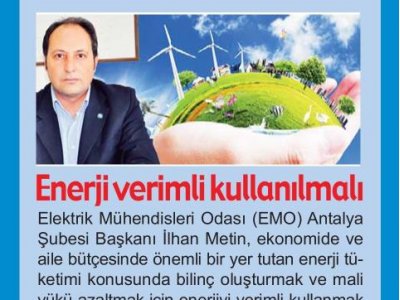 ENERJİ VERİMLİ KULLANILMALI (HİLAL-13.03.2017)