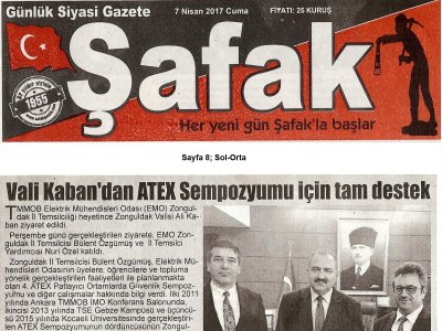 ŞAFAK: VALİ KABAN`DAN ATEX SEMPOZYUMU İÇİN TAM DESTEK