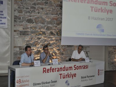 EMO İZMİR ŞUBESİ`NİN 49`UNCU KURULUŞ YILDÖNÜMÜ...<BR>
`REFERANDUM SONRASI TÜRKİYE` SÖYLEŞİSİ DÜZENLENDİ
