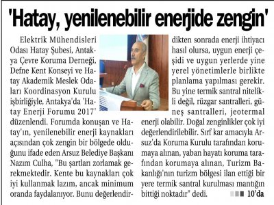 HATAY BÖLGESEL ENERJİ FORUMU DÜZENLENDİ.