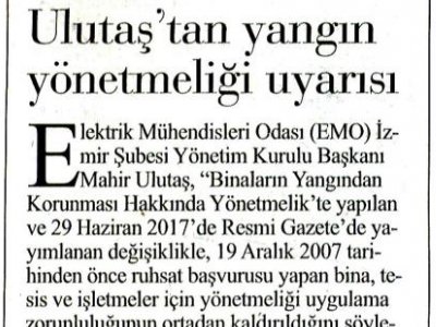 ULUTAŞ`TAN YANGIN YÖNETMELİĞİ UYARISI (İLKSES)