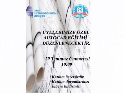 ŞUBEMİZDE AUTOCAD EĞİTİMİ DÜZENLENECEKTİR.