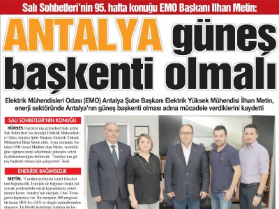 ANTALYA GÜNEŞ BAŞKENTİ OLMALI (HÜRSES ANTALYA - 31.10.2017)