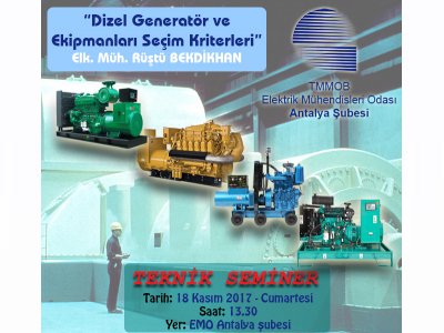 TEKNİK SEMİNER: DİZEL GENERATÖR VE EKİPMANLARI SEÇİM KRİTERLERİ