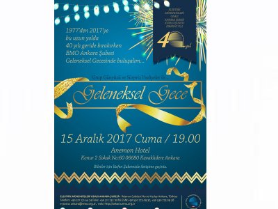 EMO ANKARA ŞUBESİ GELENEKSEL GECESİ DÜZENLENİYOR
