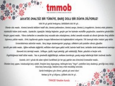 OHALSİZ BİR TÜRKİYE, BARIŞ DOLU BİR DÜNYA DİLİYORUZ!