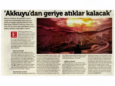 `AKKUYU`DAN GERİYE ATIKLAR KALACAK` (ÖZGÜRLÜKÇÜ DEMOKRASİ)