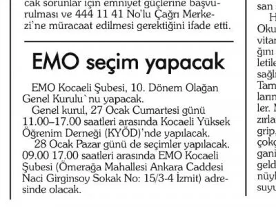 DEMOKRAT KOCAELİ: EMO SEÇİM YAPACAK
