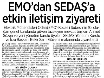 DEMOKRAT KOCAELİ: EMO‘DAN SEDAŞ‘A ETKİN İLETİŞİM ZİYARETİ