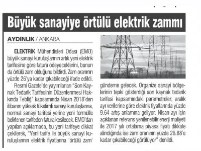 BÜYÜK SANAYİYE ÖRTÜLÜ ELEKTRİK ZAMMI (AYDINLIK)