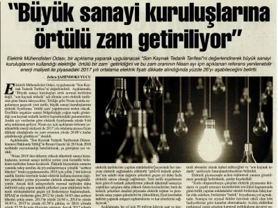 “BÜYÜK SANAYİ KURULUŞLARINA ÖRTÜLÜ ZAM GETİRİLİYOR” (BAŞKENT GAZETESİ)