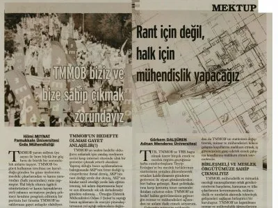 TMMOB BİZİZ VE BİZE SAHİP ÇIKMAK ZORUNDAYIZ (GÜNLÜK EVRENSEL)