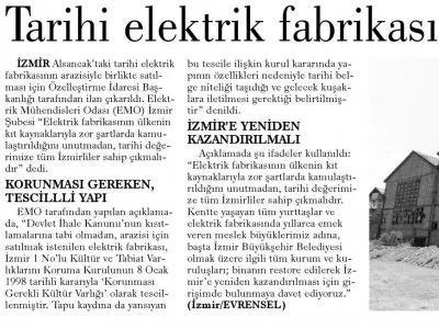 TARİHİ ELEKTRİK FABRİKASI SATIŞA ÇIKARILDI (EVRENSEL)