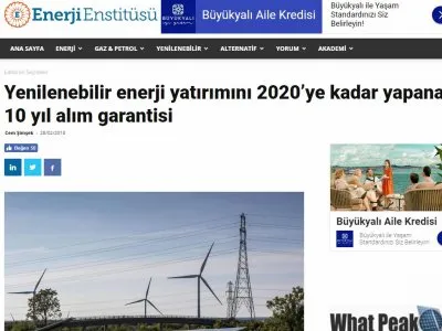 YENİLENEBİLİR ENERJİ YATIRIMINI 2020’YE KADAR YAPANA 10 YIL ALIM GARANTİSİ (ENERJİENSTİTUSU.COM)