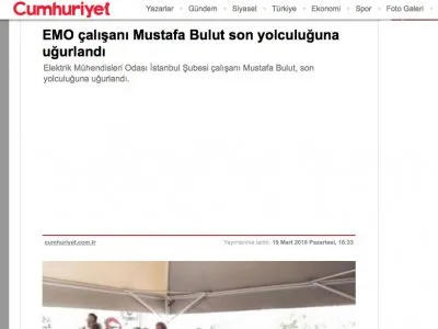 MUSTAFA BULUT SON YOLCULUĞUNA UĞURLANDI - 19 MART 2018 CUMHURİYET.COM.TR