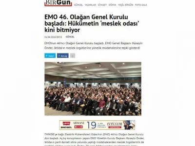 EMO 46. OLAĞAN GENEL KURULU BAŞLADI: HÜKÜMETİN ‘MESLEK ODASI’ KİNİ BİTMİYOR (BİRGUN.NET)
