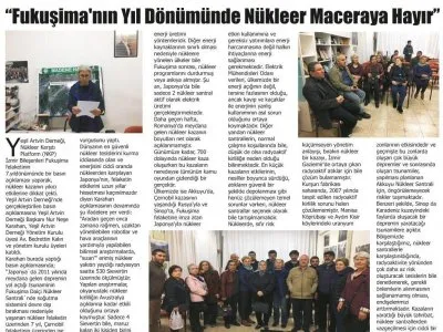 FUKUŞİMA`NIN YIL DÖNÜMÜNDE NÜKLEER MACERAYA HAYIR (DOST ARTVİN)
