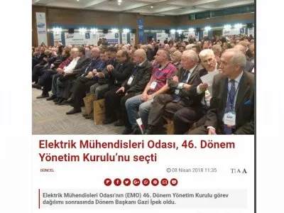 ELEKTRİK MÜHENDİSLERİ ODASI, 46. DÖNEM YÖNETİM KURULU’NU SEÇTİ (EVRENSEL.NET)