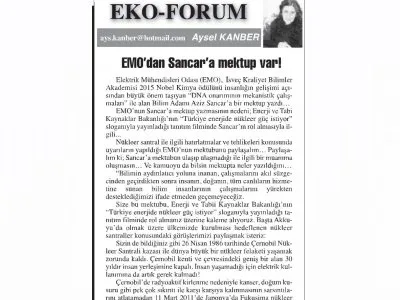 EMO`DAN SANCAR`A MEKTUP VAR!  (AYSEL KANBER, BAŞKENT GAZETESİ, 09.04.2018)