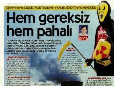 NÜKLEER ENERJİ PAHALIYA GELECEK (CUMHURİYET)