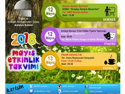 2018 YILI MAYIS AYI ETKİNLİK TAKVİMİ