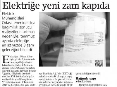 ELEKTRİĞE YENİ ZAM KAPIDA (BİRGÜN)