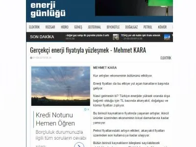 GERÇEKÇİ ENERJİ FİYATIYLA YÜZLEŞMEK  (ENERJİGUNLUGU.NET-MEHMET KARA)