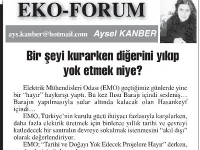 BİR ŞEYİ KURARKEN DİĞERİNİ YIKIP YOK ETMEK NİYE? (AYSEL KAMBER- BAŞKEN GAZETESİ)