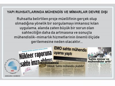 YAPI RUHSATLARINDA MÜHENDİS VE MİMARLAR DEVRE DIŞI