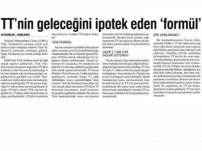 TT`NİN GELECEĞİNİ İPOTEK EDEN `FORMÜL` (AYDINLIK)