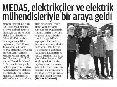 MEDAŞ, ELEKTRİKÇİLER VE ELEKTRİK MÜHENDİSLERİYLE BİR ARAYA GELDİ (KONYA PUSULA, 15.08.2018)